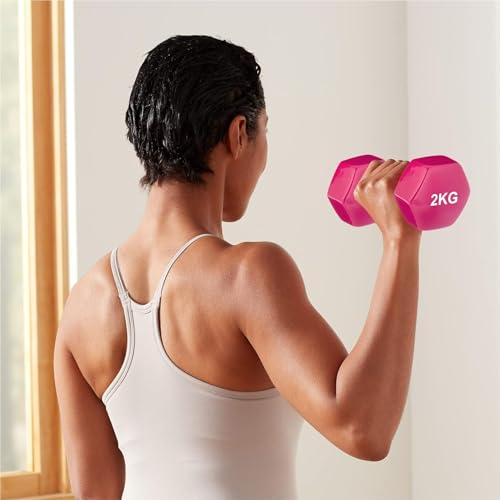 Image of amazon basics Vinyl Dumbbell Pair, 2 x 2Kg, Pink
