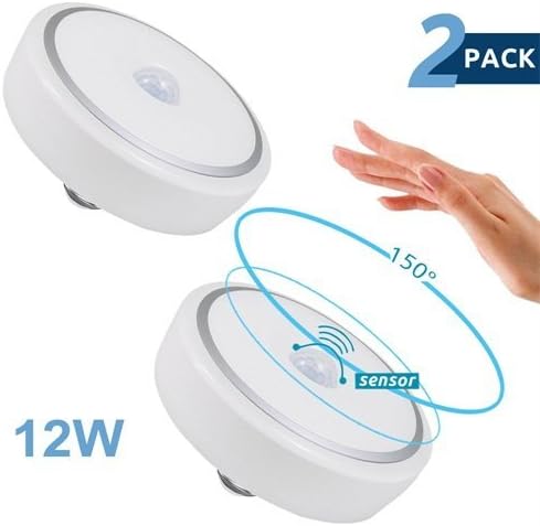 E26 PIR Motion Sensor Bulb, 12W Dusk to Dawn Auto Switch LED Infrared Motion Detector Light Bulbs for Porch Hallway Corridor Patio Garage Basement (Warm White)