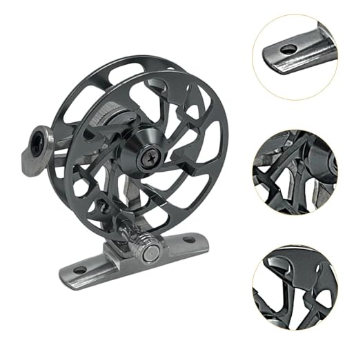 Zxpjkyu Fly Fishing Reel, Metal Fly Reel for Right Handed, Portable Ice Fishing Reel for Freshwater Saltwater Fishing Accessory, Gray