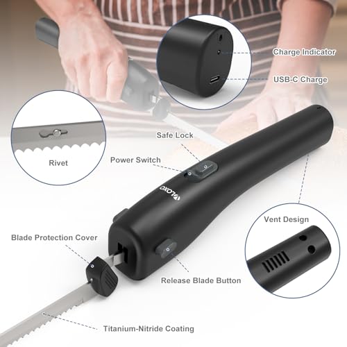 image for VLOXO Cordless Electric Knife, Electric Knives Rechargeable Bread Knif