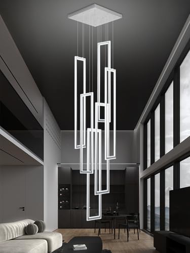 Ykolupty 6-Rings Modern LED Chandelier for High Ceilings