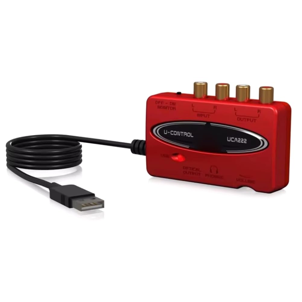Interfaz de Audio USB U-Control UCA222 de Latencia Ultrabaja, 2 Entradas y 2 Salidas, con Salida Digital para Grabación en PC