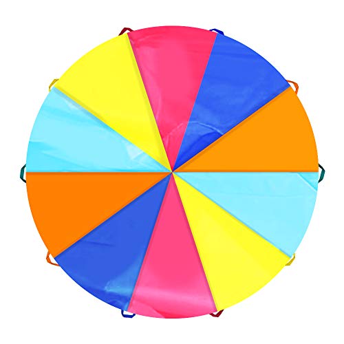 image for SPINFOX 10ft Multicolored Play Parachute with Handles for Kids - Indoo