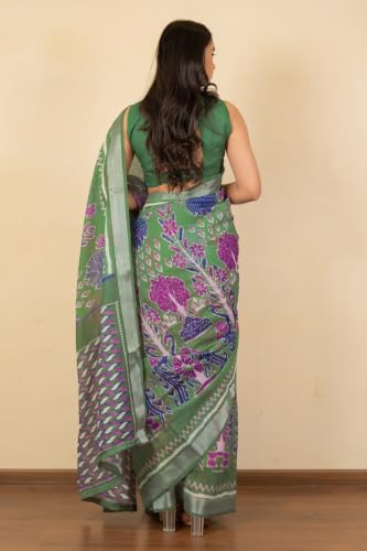 Image of MIRCHI FASHION Saree for Woman Cotton Blend Printed | Traditional Ethnic Sari for Ceremonial Use and Farewell with Blouse Piece