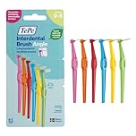 TePe Interdental Brush Angle, Mixed Pack, 0.4-0.8mm/ISO 0-5, 6pcs, Interspace Cleaning, Plaque Remover for Teeth with Narrow to Small Gaps, Carton Pack