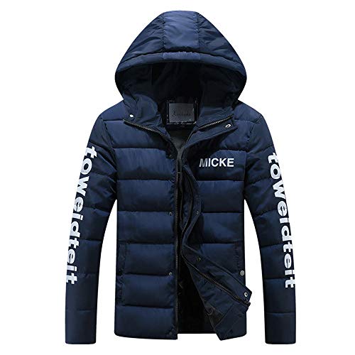 MEIbax Chaqueta De Invierno Hombre Chaqueta de Pluma Abrigo Sudadera con Capucha de Invierno para Hombre Alfabético Estampado con Cremallera Abrigo de algodón Engrosado