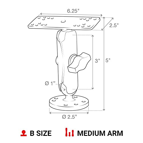 RAM MOUNTS Fish Finder Mount for Boats, Marine Electronics Drill-Down Mount with Medium Arm and AMPS Plate, Universal RAM-B-111U by RAM MOUNTS - Image 3