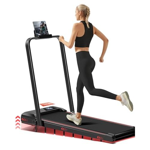 UMAY Walking Pad Treadmill with 9% Incline, Folding Treadmill with Diamond Pattern Running Belt, 12km/h Lightweight Running Machines for Home Office with LED Display, No Assembly