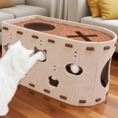 Maison de grattage pour chat anti stress avec panier lounge de repos - 4
