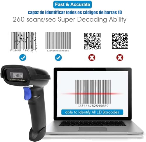 Leitor Código De Barra Sem Fio De Mão Com Bluetooth 1d,Leitor Scanner Código De Barra Sem Fio USB