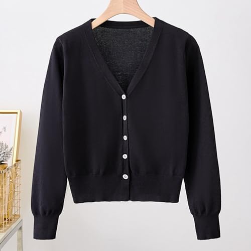 Maidsdgop Cardigan for Women V-Neck Open Front Sweaters Button Down Cable Knit Solid Chunky Oversized Long Sleeve Outwea
