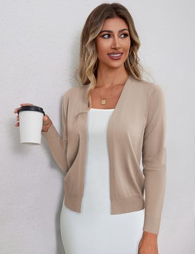 Image of a.Jesdani Shrugs for Women Lightweight 3 /4 Sleeve Open Front Red Cropped Cardigan Sweaters