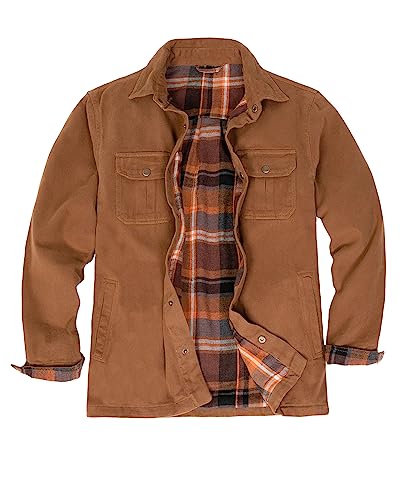 Image of ZENTHACE Men's Full Flannel Lined Shirt Jacket, Heavy Washed Rugged Cotton