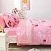 Gusuhome Girls Cherry Comforter Bedding Set Twin Size 7 Piece Pink Kawaii Oriental Cherry Comforter Set Bed in A Bag for Kids Teens All Season (Comforter,Flat Sheet,Fitted Sheet and Pillow Sham)