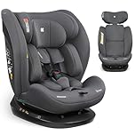 KikkaBoo Silla Coche Bebé sin ISOFIX i-EXPLORE 2, Grupo 0 1 2 3, i-Size 40-150 cm, Reclinable, 0-12 Años, Reposacabezas 14 Posiciones, Cojín y Arnés 5 Puntos, Grey