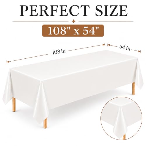 Image of 4 Pack Light Greige Plastic Tablecloths, 54 x 110 Inch Disposable Covers | Ideal for Weddings, Birthdays, Baby Showers and Picnics, Helping Protect Tabletops from Spills and Simplify Cleanup