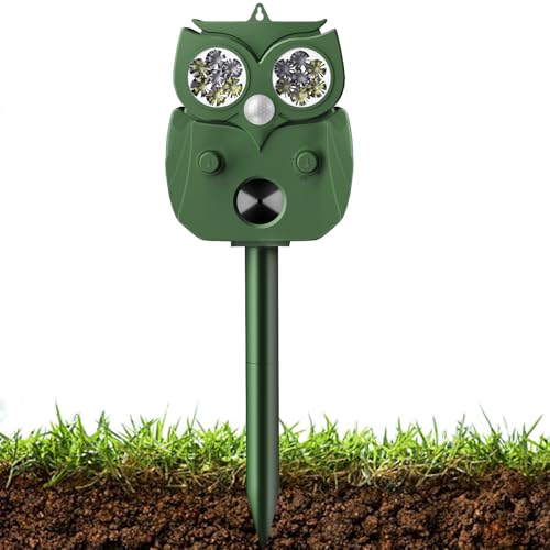 Animal Repeller Ultrasonic Outdoor,2 in 1 Solar Animal Repellent with USB Charging,IP65 Waterproof Deer Repellent Squirrels Cat Raccoon Deterrent,Hang/Insert Pest Repellent for Yard Lawn Orchard