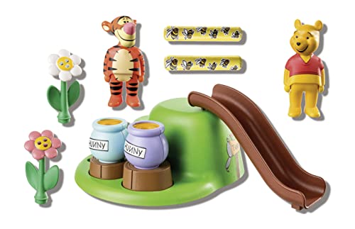 Playmobil 71317 1.2.3 & Disney: Winnie l'ourson et Tigrou avec Jardin d'abeilles - avec Personnages et des Abeilles - Mes Premiers Apprendre en s'amusant - pour Les Tout-Petits 18-36 Mois