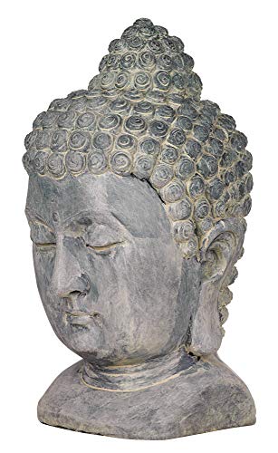 John Timberland Meditating Buddha Head Asian Zen Outdoor Statue 18 1/2" High Bust Sculpture For Yard Garden Patio Deck Home #TOP2