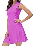 MoFiz Kleider Damen Tennis Sport Freizeit Ärmelloses Röcke Henley Ausschnitt mit Reißverschluss Violett XL