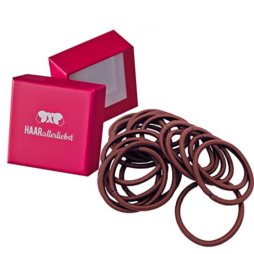 Haarallerliebst Women's Hair Scrunchies Medium Brown for Brown Hair (Pack of 20, 4.5 mm Thick)