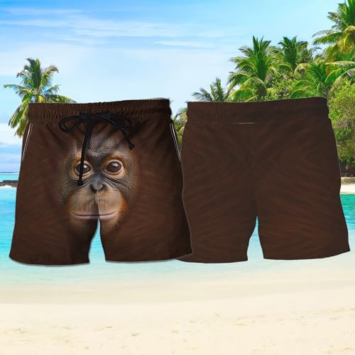 Monkey Mens Swim Trunks - Zoo Animal Swimming Trunk for Men - Beach Shorts, Mens Swim Shorts 462