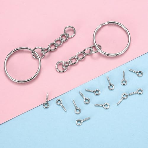 Miniatura 4 de Qxayxa 180 Pcs Anillas Para Llaveros Con Cadena 90 Llaveros De Cadena, 90 Alfileres De Tornillo , Anillos Anillas Llaveros Con Cadena De Eslabones Para Manualidades Diy, Fabricación De Joyas