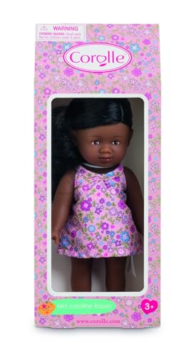 Muñeca Mini Corolline Rosaly 8" con cabello negro y vestido floral miniatura 5