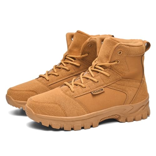 ZBKHZD Womens Tactical Combat Boots Lace Up Round Toe Low Heel Suede And Mesh Shoes For Outdoor Hiking Camping Tactical Training Daily Casual Street Fashion Wear (brown,6)