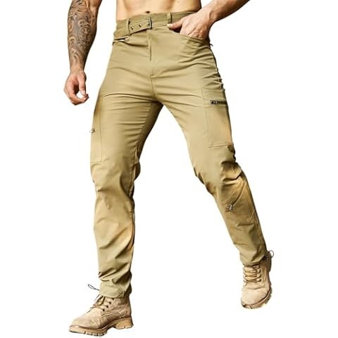 Men's Hiking Tactical Pants Lightweight Cargo Work Pants Outdoor Travel Pants with Multi Pockets Khaki-XL Cover