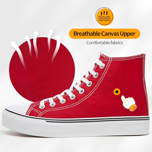 Image of ZGR Womens High Top Canvas Sneakers,Lace-up Canvas Shoes,Casual Tennis Walking Shoes