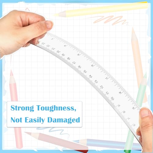 GAUATO 6 Stück Lineal 20cm, Kunststoff Transparent Kleines Ruler mit Zoll und Zentimeter Skalen, Durchsichtig Flexibel Präzision Lineal Grundschule Messwerkzeuge für Schule Büro Zuhause
