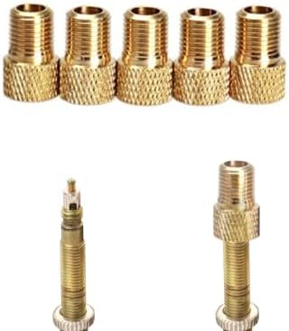 Presta to Schrader Valve Adapter for Bike, Inflate Presta Valve Tire with Air Compressor or Regular Bike Pump Brass, 5 Pieces