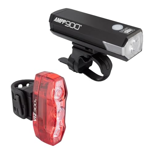 CATEYE AMPP & ViZ USB Rechargeable Bike Light Combo Kit – IPX4 Waterproof High Lumen AMPP Opticube™ LED Headlight & ViZ USB Daytime Safety Light, Visible up to 1 Mile, Fits Road, MTB, Gravel Bikes