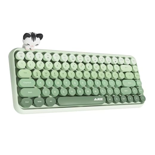 Hoopond X AJAZZ 308i Teclado inalámbrico Bluetooth, mini y compacto de 84 teclas con diseño de gato magnético, teclas redondas retro de ABS, panel mate, ergonómico para PC y portátiles-Verde