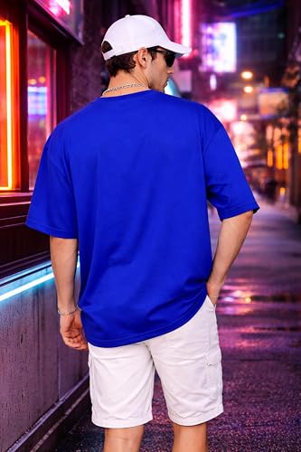 Image of London Hills Printed Cotton Blend Half Sleeve Oversized Men Round Neck Tshirts | T Shirt for Man | Tshirt | Shirts Men | Tshirt for Man | T-Shirt | Pack of 2