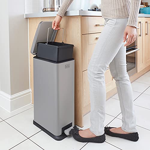 Cubo de basura rectangular gris de 20 L ideal para optimizar cocinas estrechas 4