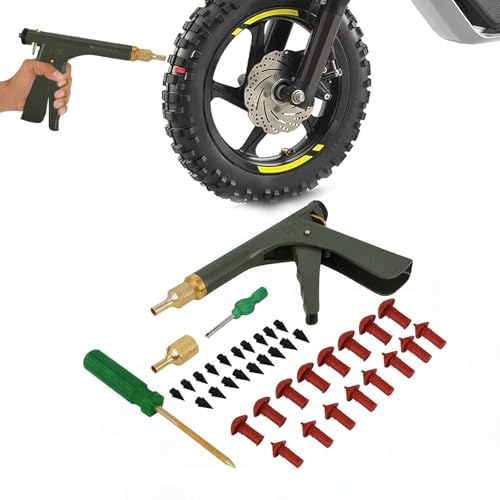 JFG RACING universellt slanglöst däckreparationsset, däckpunkteringskontroll med 16 svamppluggar för däckpunktering och plattor på bilar, motorcyklar, lastbilar, traktorer, ATV, SUV