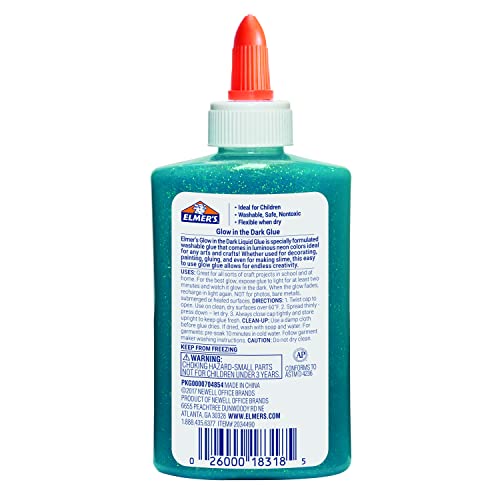 Elmer's Glow In The Dark Liquid Glue, Great For Making Slime, Washable, Assorted Colors, 5 Ounces Each #TOP6