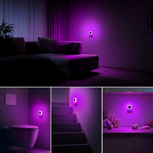 Image of Sujeet Night Light, Night Lights Plug into Wall 4-Pack, Pink Plug in Night Light, Dusk to Dawn Night Lamp Led Night Lights for Bedroom, Bathroom, Hallway