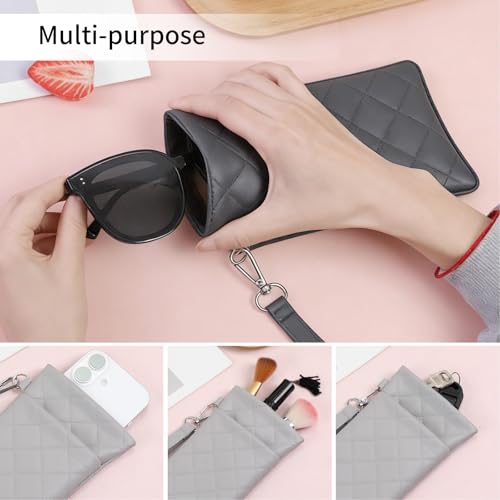 Image of Double Eyeglass Case Soft Dual Glasses Case for Women Men Travel Squeeze Top Sunglasses Cases Eyeglasses Pouch