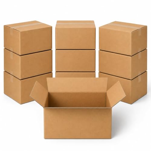 Image of BOX USA Moving Boxes Holds 65lbs, 22 inchL x 17 inchW x 12 inchH (10-Pack) Large - Corrugated Cardboard Box for Shipping, Mailing, Packing, Packaging and Storage