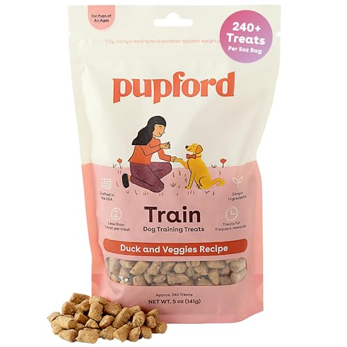 Pupford Freeze Dried Training Treats for Dogs & Puppies, 240+ Four Ingredient Bites (Duck & Veggies, 5 oz)