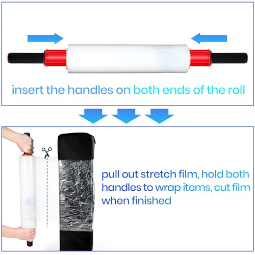 Image of TAPEBEAR Stretch Wrap Film with Handles 15 inch x 760Ft Shrink Wrap