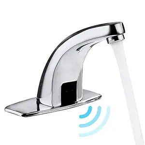 Gimify Copper Touchless Sensor Automatic Battery Powered, Chrome Finish Smart Single Hole Hands Free Tap with Hole Cover Deck Plate