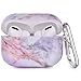 Airpods Pro Cases - CAGOS Cute Marble Airpods Accessories Protective Hard Carrying Case Cover Portable & Shockproof Women Girls Men with Keychain/Strap for Apple Airpods 3 Charging Case -Lavender