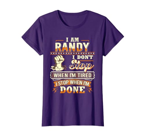 I am Randy Shirt Personalized Randy First Name T-Shirt, Women, Purple, Large