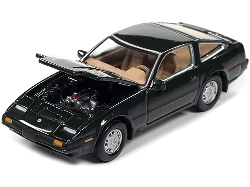 Johnny Lightning 1984 Nissan 300ZX Dark Green with Black Stripes Classic Gold Collection Series Limited Edition to 12480 Pieces Worldwide 1/64 Diecast Model Car