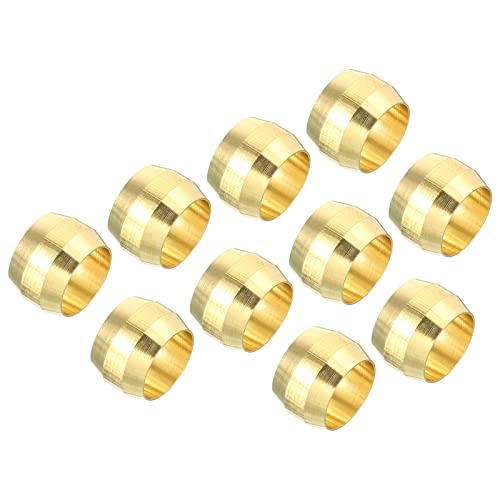 Image of PATIKIL 5/16" Tube OD Brass Compression Sleeves Ferrules 40Pcs 8mm Brass Ferrule Fittings Brass Compression Fitting Assortment Kit