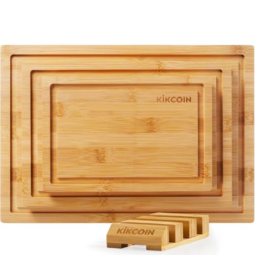 Set de 4 tablas de cortar para cocina de bambú Kikcoin